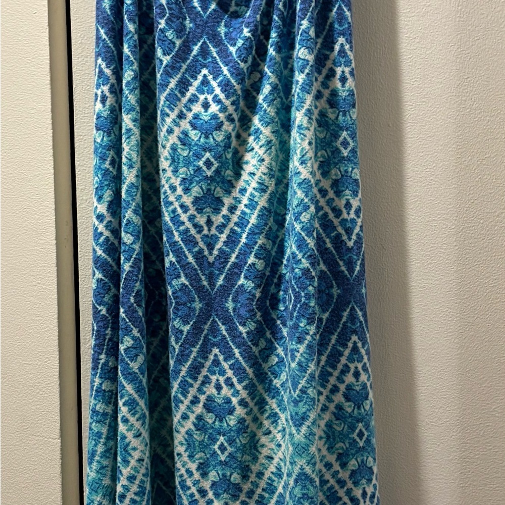 Blue Patterned Sleeveless Dress - Picture 5 of 6